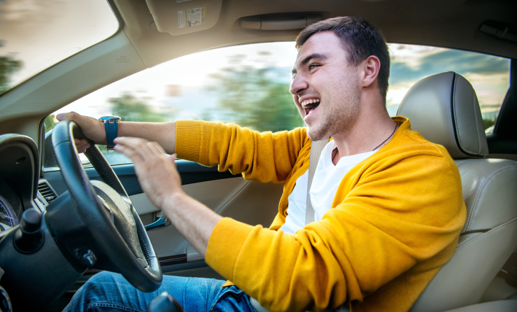 Man with a new car
